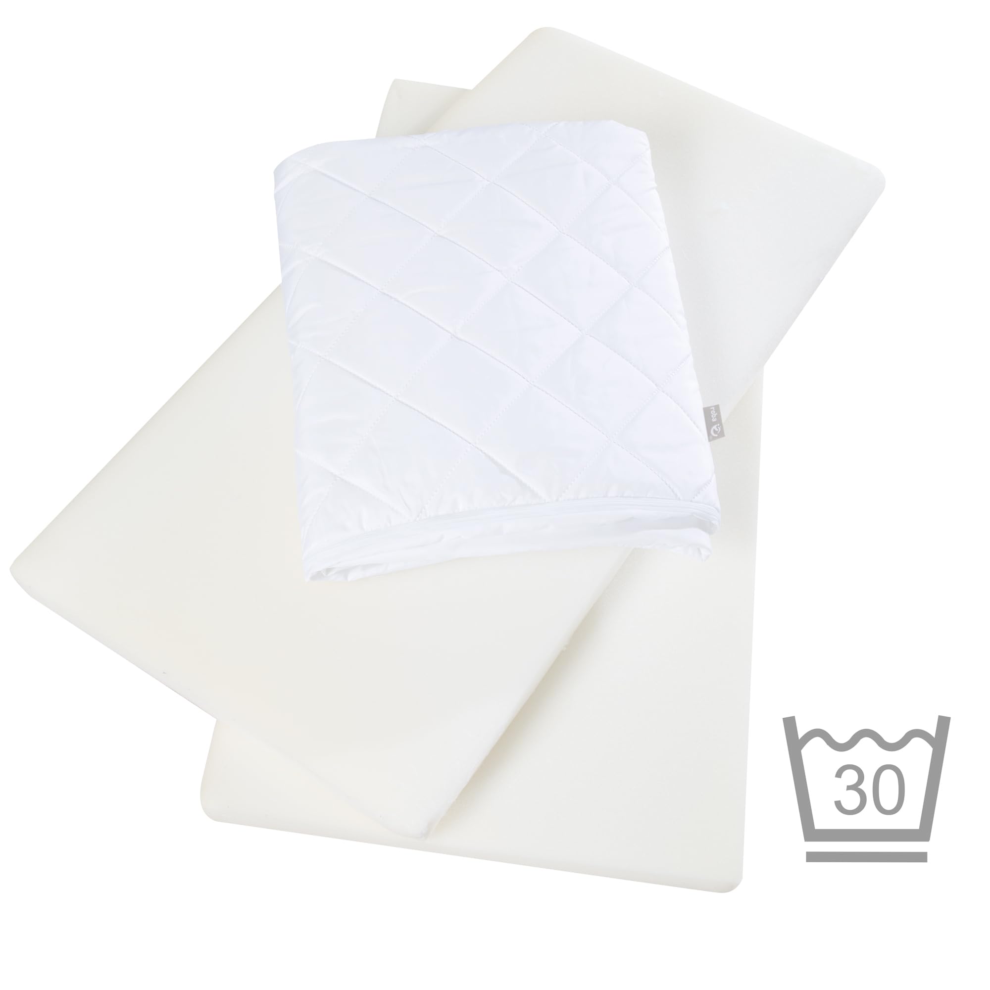 roba Materassino per Bambini e Neonati per Box Quadrato 100 x 100 cm, Fodera Trapuntata, Rimovibile e Lavabile, con Zip, Imbottito, Bianco