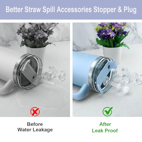 Replacement Straw Compatible with Stanley 40 oz 30 oz Tumbler, Accessories of 6 Straw Replacement with Cleaning Brush, 4 Color Leak Sproof Plug, 2 Silicone Cover Cap for Stanley #2