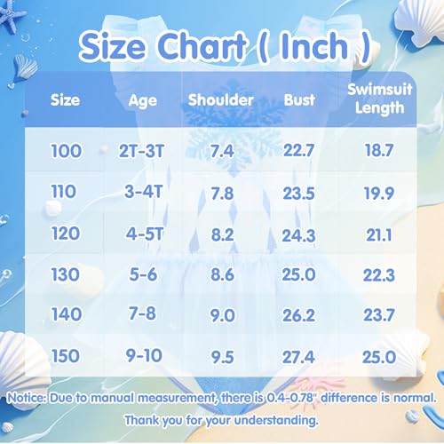 Image of Girls One Piece Swimsuit Colorful Mermaid Bathing Suits Cute Kids Princess Beach Swimwear 2-10 Years