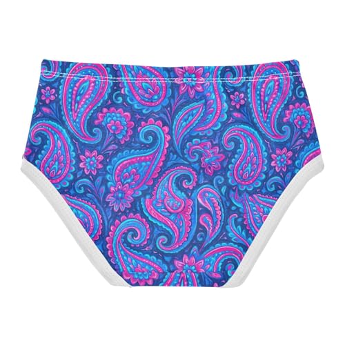 Joisal Toddler Underwear Floral 2t Cotton Panties for Girl Funny Undies Kids Briefs Purple Blue Paisley Maximalism2