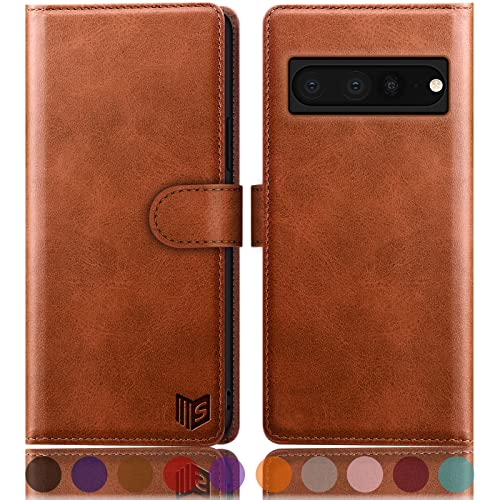 SUANPOT for Google Pixel 7 Pro 5G Wallet case with RFID Blocking Credit Card Holder Flip Book PU Leather Protective Cover Women Men for Pixel 7 Pro Phone case Light Brown