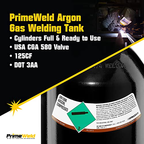 PrimeWeld 100 Argon Gas Welding Tank Full 125CF DOT 3AA USA CGA