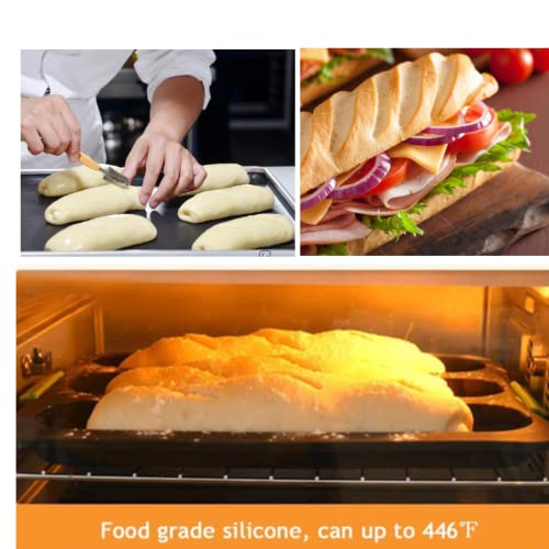 Wakalee Silicone Loaf Pan Baking Pan For French Baguettes/Hot Dog Buns,Bread Mold For Baking With 4 Muffin Cups And 2 Cooking Brush,Nonstick &Easy Clean&Heat Resistant Silicone Loaf Pan #TOP4