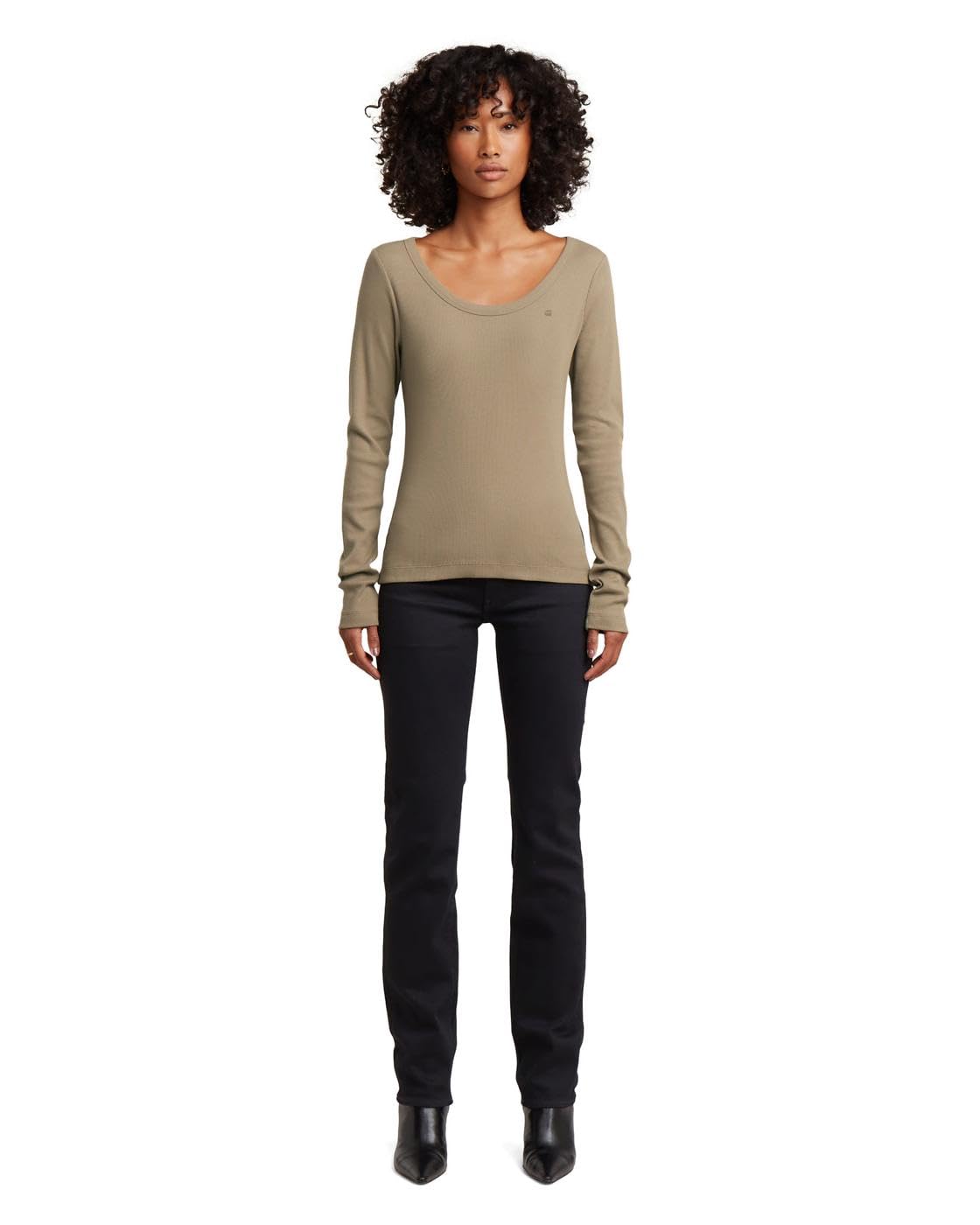 G-Star Damen Slim Rib Open Neck T-Shirt T-Shirt (1er Pack)