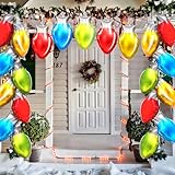 Civaner 60 Large Christmas Light Bulb Balloon Door Decoration 18 x 11.4 Inch Inflatable Christmas Foil Balloons Multicolored Xmas Light Bulb Party Decor and 2 Rolls 98 Feet Nylon Rope