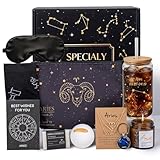 Soyminer 15Pcs Aries Gifts For Women, Aries Birthday Gifts For Women With Necklace, Glass Cup, Greeting Card, Astrology Self Care Package For Friend, Girlfriend, Sister, Mom, Daughter, Zodiac Gift