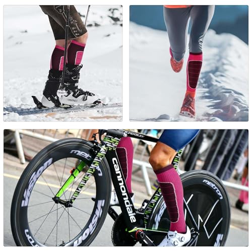 Image of Hylaea Merino Wool Ski Socks, Cold Weather Socks for Snowboarding, Snow, Winter, Thermal Knee-high Warm Socks, Hunting