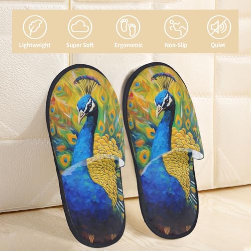 Peacocks Print House Slippers For Women And Men,Soft Slippers With Memory Foam,Non-Slip Indoor Home Shoes2