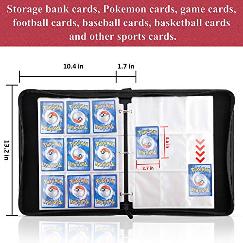 720 Pockets Large Baseball Card Binder Leather, Trading Card Binder Holder Carrying Case, Cards Protector Sleeves Compatible with Pokemon, TCG, Skylanders, Top Trumps, Football Sports Cards, Burgundy - Thumbnail 2
