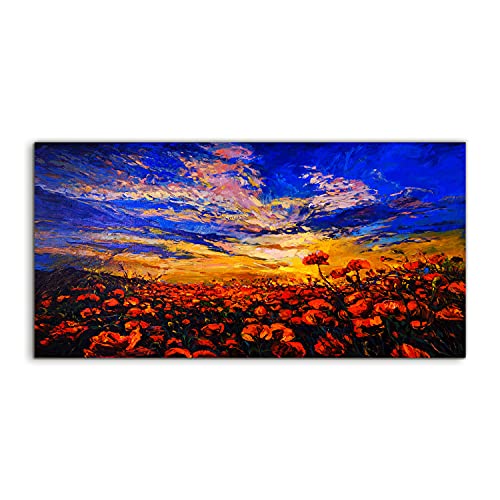 Tableau acrylique 100x50cm paysage de prairie decoration murale salon