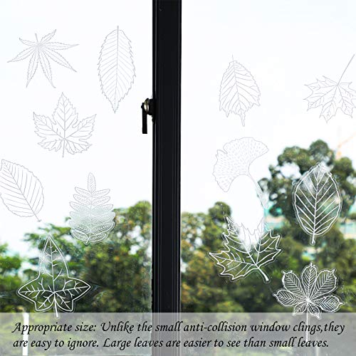 Boao 40 Pieces Large Size Anti-Collision Window Stickers Leaf Shape Window Cling Translucent Decals Uv-Reflective, For Protecting Birds And People From Collisions Window #TOP4