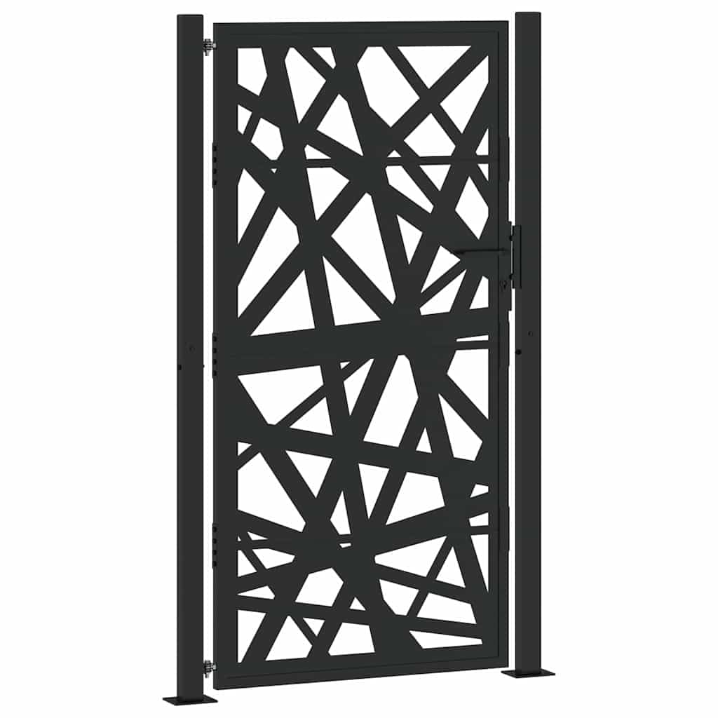 (Steel/Black, 105 X 180 Cm/Light Design) Vidaxl Garden Gate 105X180 Cm Weathering Steel Flame Design Fence Gate 8721158572295