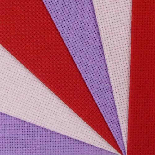 Image of KCS 4 /6 pc of 12 inch x 18 inch(30cmx45cm) 16 Count Cotton Aida Cloth Cross Stitch Fabric (6 pc,Lavender+Pink+Red)