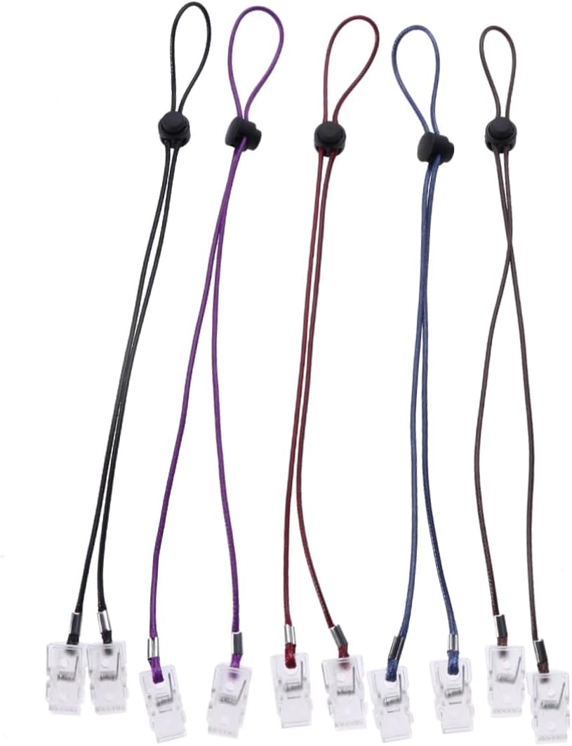 5Pcs Napkin Clips with Flexible Lanyard Neck Strap Durable Napkin Holder Chain for Home Dining Clinics and Drawing Studios