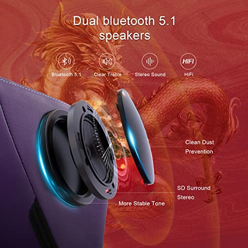 GTPLAYER Gaming Chair with Bluetooth Speakers and Footrest, Dragon Series Video Game Chair ，Heavy Duty Ergonomic Chair，Esports Gaming Chair，Computer Office Desk Chair by GTRACING (Purple)