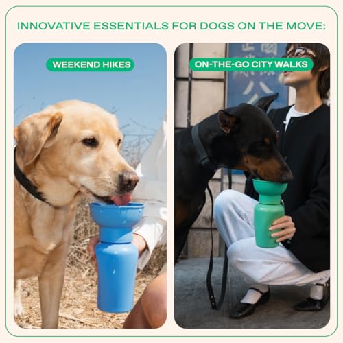 Image of Springer Flip Dog Water Bottle | Portable Drinking Feeder with Foldable Food-Grade Silicone Bowl | One-Hand Squeeze & Leak-Proof | BPA-Free 20oz | Walking, Hiking & Camping | Puppy Essentials