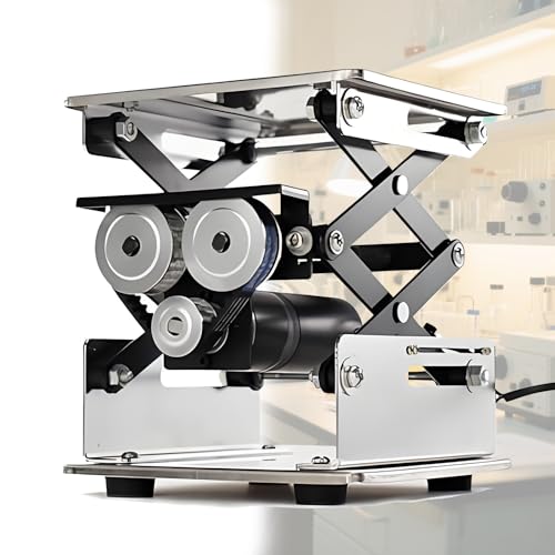 Plataforma de elevación de laboratorio de acero inoxidable ajustable, soporte de elevación de tijera eléctrica, capacidad de carga de 10 kg (150 mm) para un fácil ajuste de altura en tories