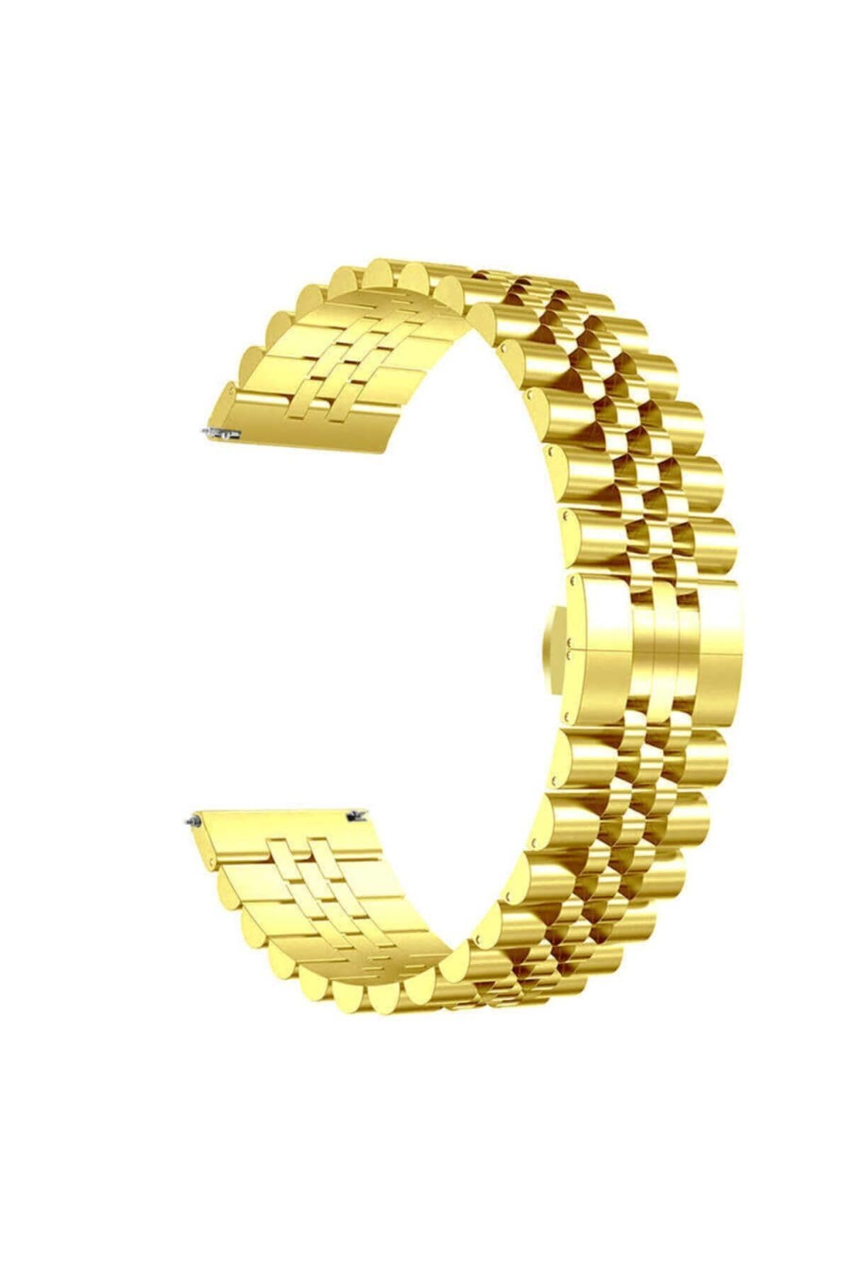 Zore Huawei İle Uyumlu GT2 46mm KRD-36 22mm Metal Kordon, Gold