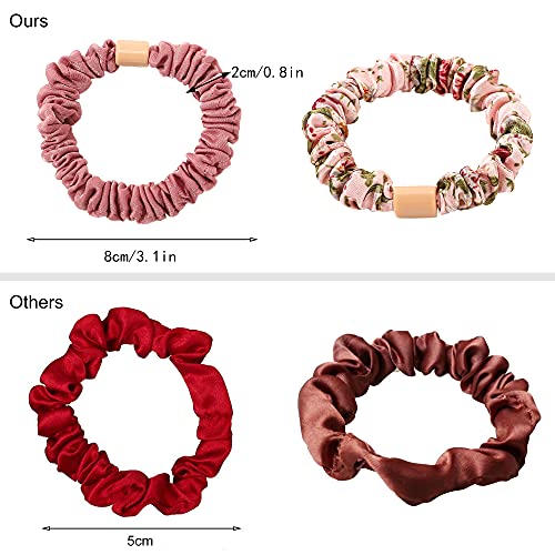 Image of Silk Hair Ties Satin Scrunchies - Small Mini Scrunchy for Women Thick Hair Accessories Cute Soft No Slip Hair Elastics Ponytail Holder for Curly Hair No Damage Hairties Gift for Girl