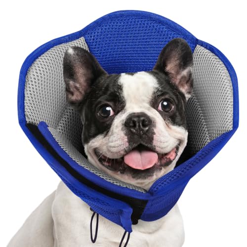 Image of AOFITEE Dog Cone - Soft Dog Cone Collar to Stop Licking, Adjustable Comfy Cones for Dogs After Surgery, Foldable Cones for Dogs Elizabethan Pet E-Collar for Medium Pets, Pet Recovery Collar, Blue M