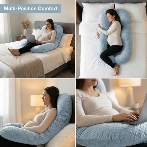 Image of BAYBEE Premium Pregnancy Pillow for Women | Maternity Pillows for Pregnancy Sleeping with 360 Full Body Support | Pregnancy Pillow with Removable Washable Cover & Zipper Closure for Easy Use (Blue)