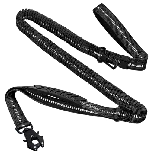 AIRUIDOG Heavy Duty Tactical Dog Leash, 4-6FT Shock Absorbing Bungee Lead with 2 Padded Handles...