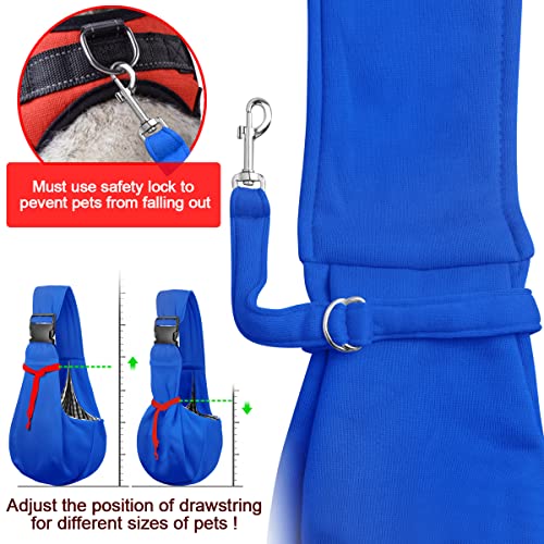 Image of Tomkas Small Dog Cat Sling Carrier Puppy Purse Travel Wrap Soft Crossbody Pet Bag (Royal Blue, M - Zip Pocket & Adjust Strap)