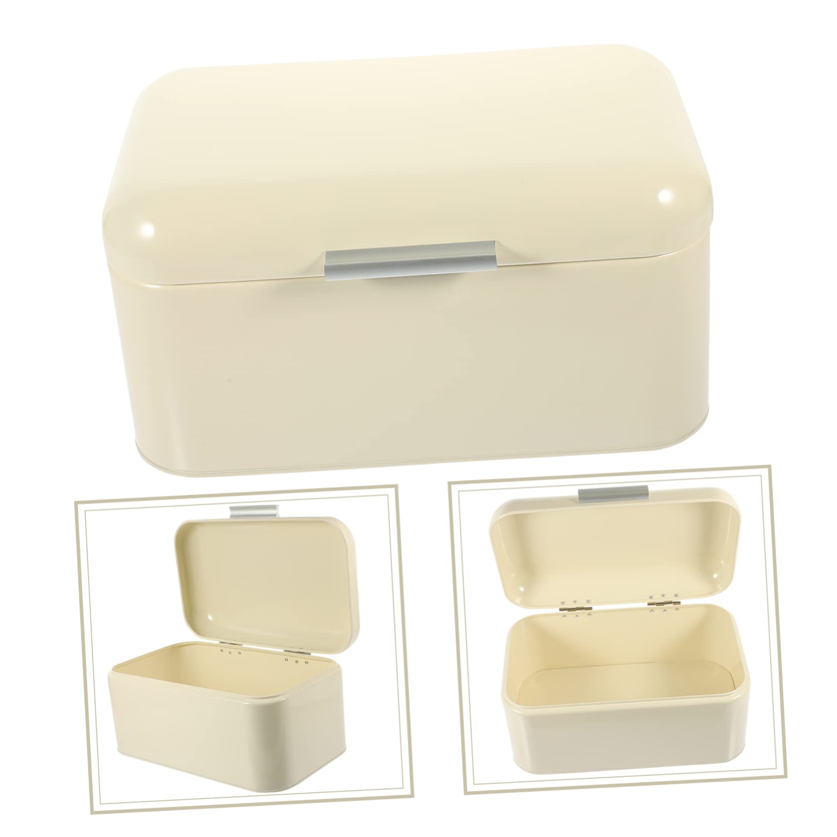Caja de Pan Vintage de Hierro Blanco para Almacenamiento de Pan y Galletas, Fácil de Limpiar Superficie Anti-huellas para Cocina y Hogar
