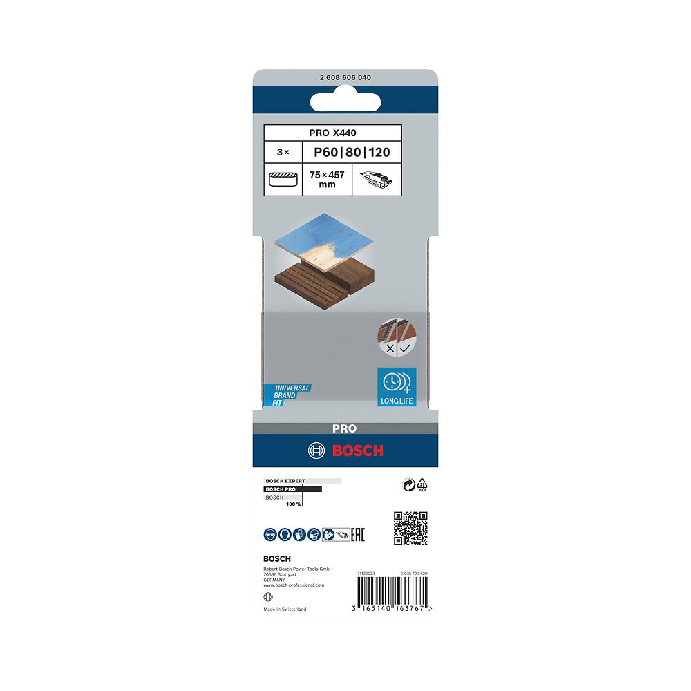 Bosch 2 608 606 040 Nastro Abrasivo, 75X457 mm