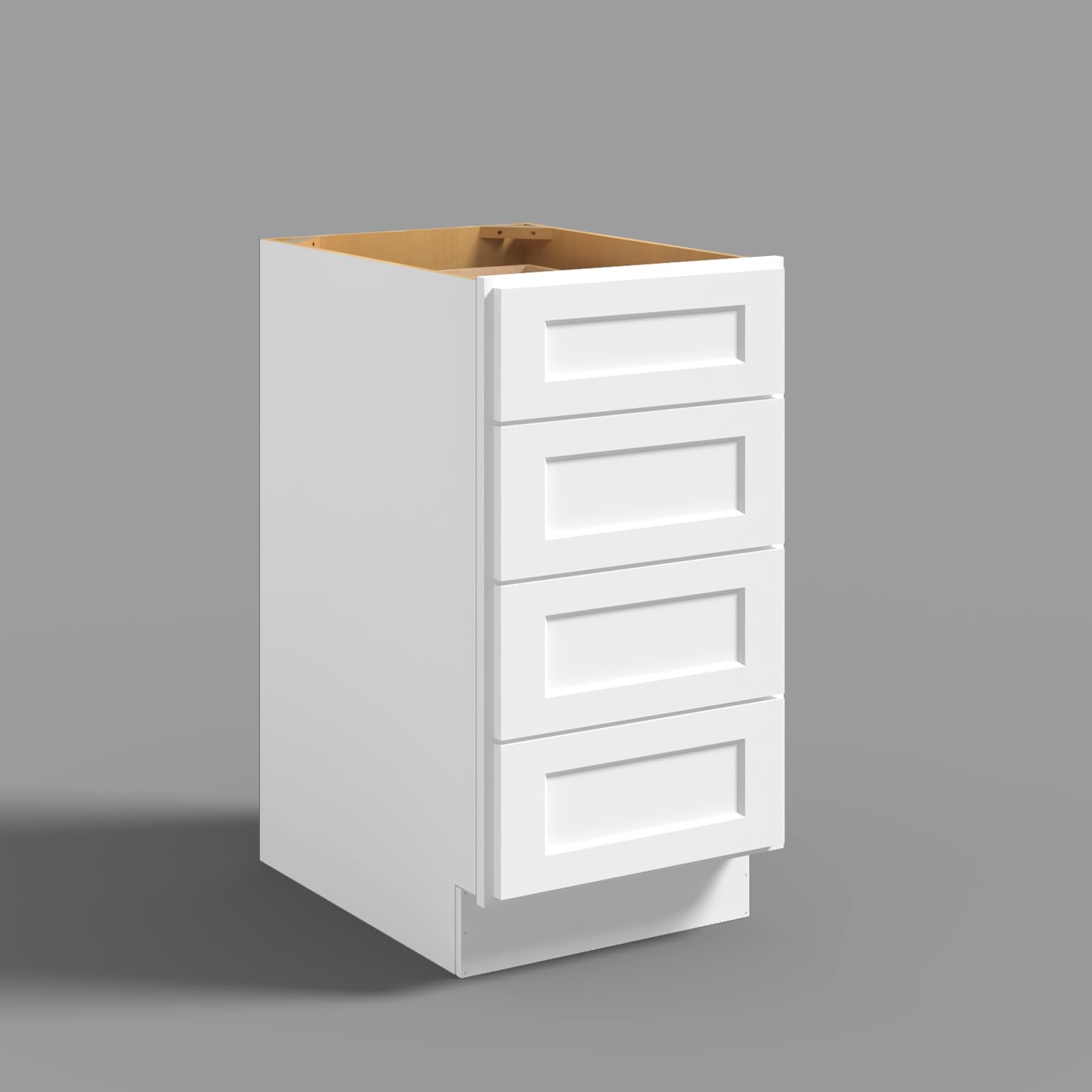 Hausvita 15" 4-Tier Undermount Kitchen Drawer Cabinet, RTA Storage Drawer, Full Extension Soft Close Slides, Ample Storage Organizer, MDF &amp; Plywood with UV Coating