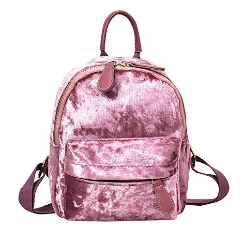guobin Bolsos Mochila Moda Mujer NiñA Terciopelo Dorado Mochila De Viaje Mochila Escolar Bolsa (Rosado)