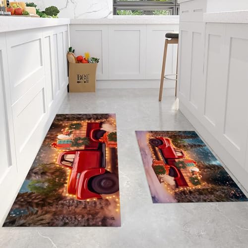 Decoraciones navideñas para cocina con este set de tapetes de piso lavables 4