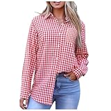Material: Damen Kariertes Bluse aus Baumwolle Elasthan. Es ist sehr Weich, schweißabsorbierend, hautfreundlich.