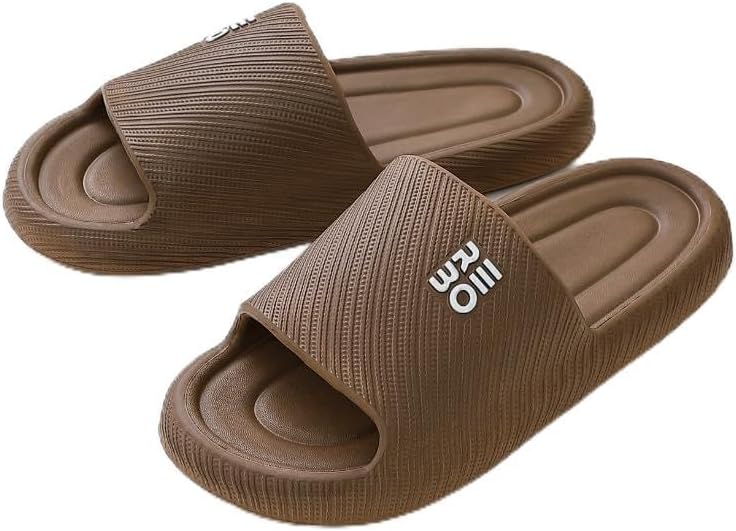 Chinelos de banheiro para homens e mulheres, sapatos de banho espessos, chinelos para uso interno, casa, praia, antiderrapante, escorregadores de piscina de secagem rápida, marrom