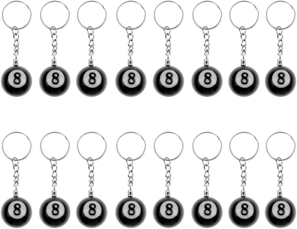 jojomis 16pcs Keychain Pendant 8- Billiard Balls Collection Decoration 25mm Black