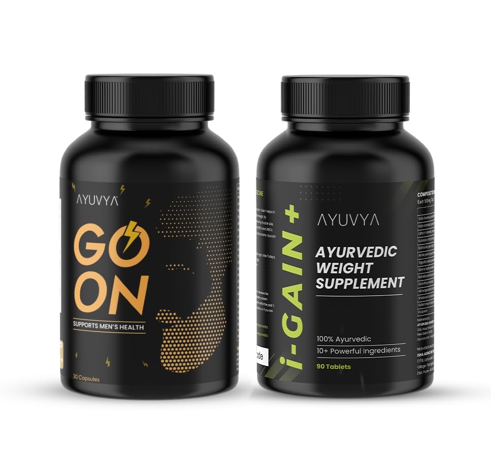 "Ayuvya i-Gain+ & GO ON Combo | Ultimate Weight Gain & Muscle Recovery | Improves Appetite, Digestion & Mental Well-Being | For Men | Pack of 2" (B0D14KV3ZQ) Amazon Price History, Amazon Price Tracker