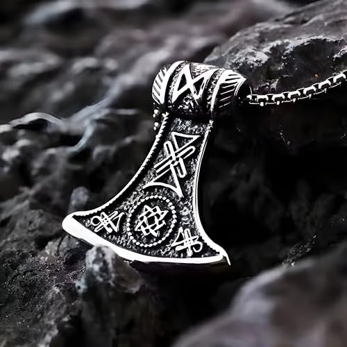 Image of THE MEN THING ASGARDIAN FANG -Titanium Steel Pendant with Stainless Steel 24inch Round Box Chain, American trending Style for Men & Boy