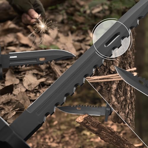 Image of Dispatch Fixed Blade Hunting Knife with Sheath, 12-inch Survival Knives for Men Tactical Bowie Knife with Non-Slip Handle for Bushcraft, Outdoor Camping