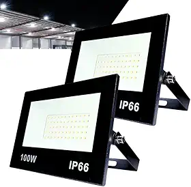 Kit com 2 Refletor LED Holofote 100W Branco Frio 6500K - IP66 à Prova d’Água Econômico para Jardim, Fachada e Quintal Premium