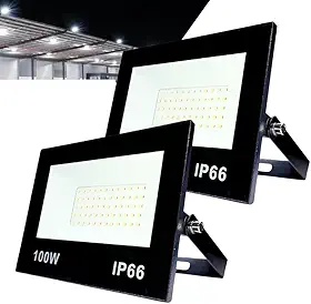 Kit com 2 Refletor LED Holofote 100W Branco Frio 6500K - IP66 à Prova d’Água Econômico para Jardim, Fachada e Quintal Premium