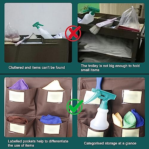 Image of Replacement Janitorial Bag, Waterproof Thickened Commercial 8-Pocket Housekeeping Organizer, Fits Any Cart, Used for Material Storage Transport