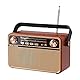 Tragbares Bluetooth FM AM SW-Stereoradio, unterstützt USB-Festplatte, USB/TF-Karte, AUX-Buchse - Musikwiedergabe mit wiederaufladbarem Akku, eingebauter Lautsprecher (R-505BT)