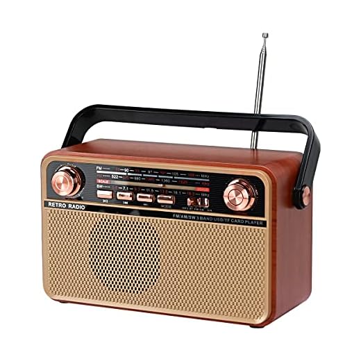 Am SW FM Radio Vintage Retro Portátil, Radio Bluetooth Portatil, USB Incorporado,TF/SD Kart, Entrada AUX, para la decoración del hogar, Regalo
