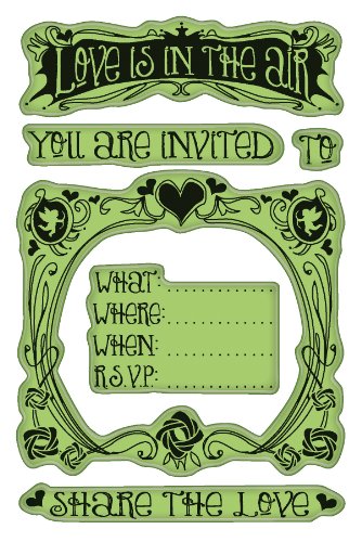 EK Success Brands 60-60241 Inkadinkado Cling Stamps, Valentine Party Invite