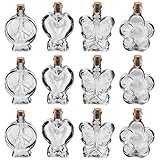 Milisten 25pcs Plastic Sand Art Bottles with Cork Stoppers Butterfly Heart Mini Jars Wishing Message Bottle for DIY Crafts Vial Bead Candy Gift Wedding Decor Mixed Style 100ml