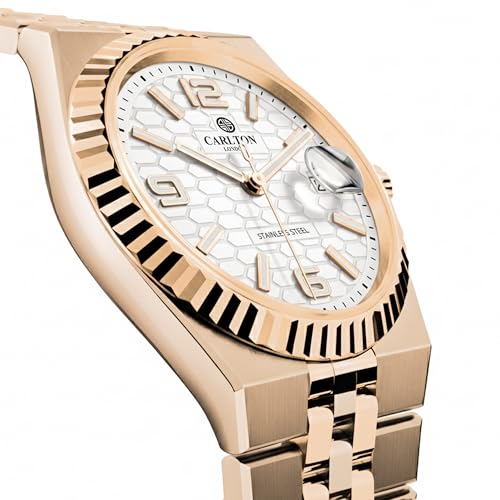 Image of Carlton London Rover Men Analog Watch, Round Dial, Stainless Steel Strap, Quartz Movement, 40 mm Case, Premium Wide Strap Design, 30M Water Resistant, Casual Formal Wear