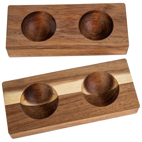 DOITOOL Huevera de Madera Natural para 12 Huevos Bandeja Cuadrada Marrón para Encimera y Refrigerador Set de 2 Piezas para Almacenamiento Seguro Cocina y Nevera
