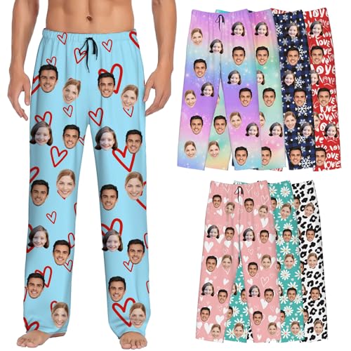 Personalized Pajamas Custom Face Pajama Pants for Men Women Customized Funny Sleepwear With Pet Photo Christmas Couple Gift
