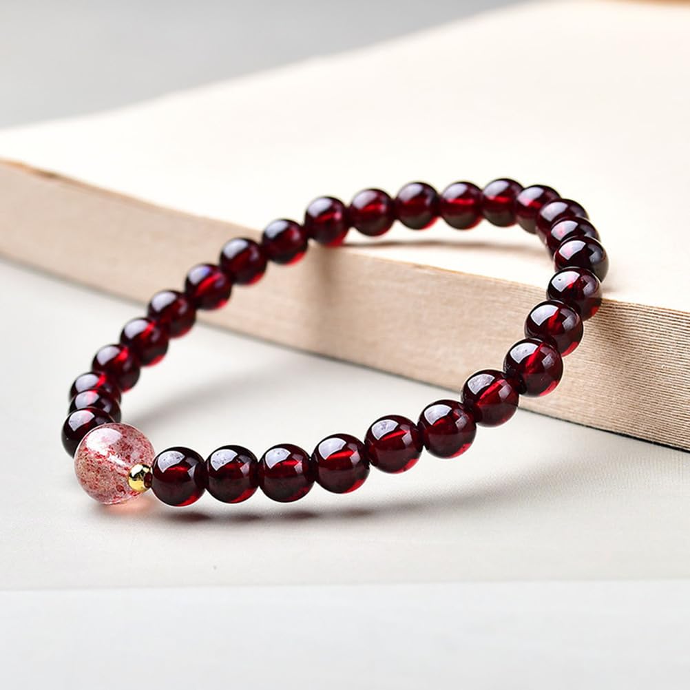 Pulsera de Cristales de Granate de rodolita Real Natural, Cristal para Mujer, Cuentas de 4/0.236 in, Piedra Natural semipreciosa, joyería elástica, Chakras, Piedras Preciosas,4mm