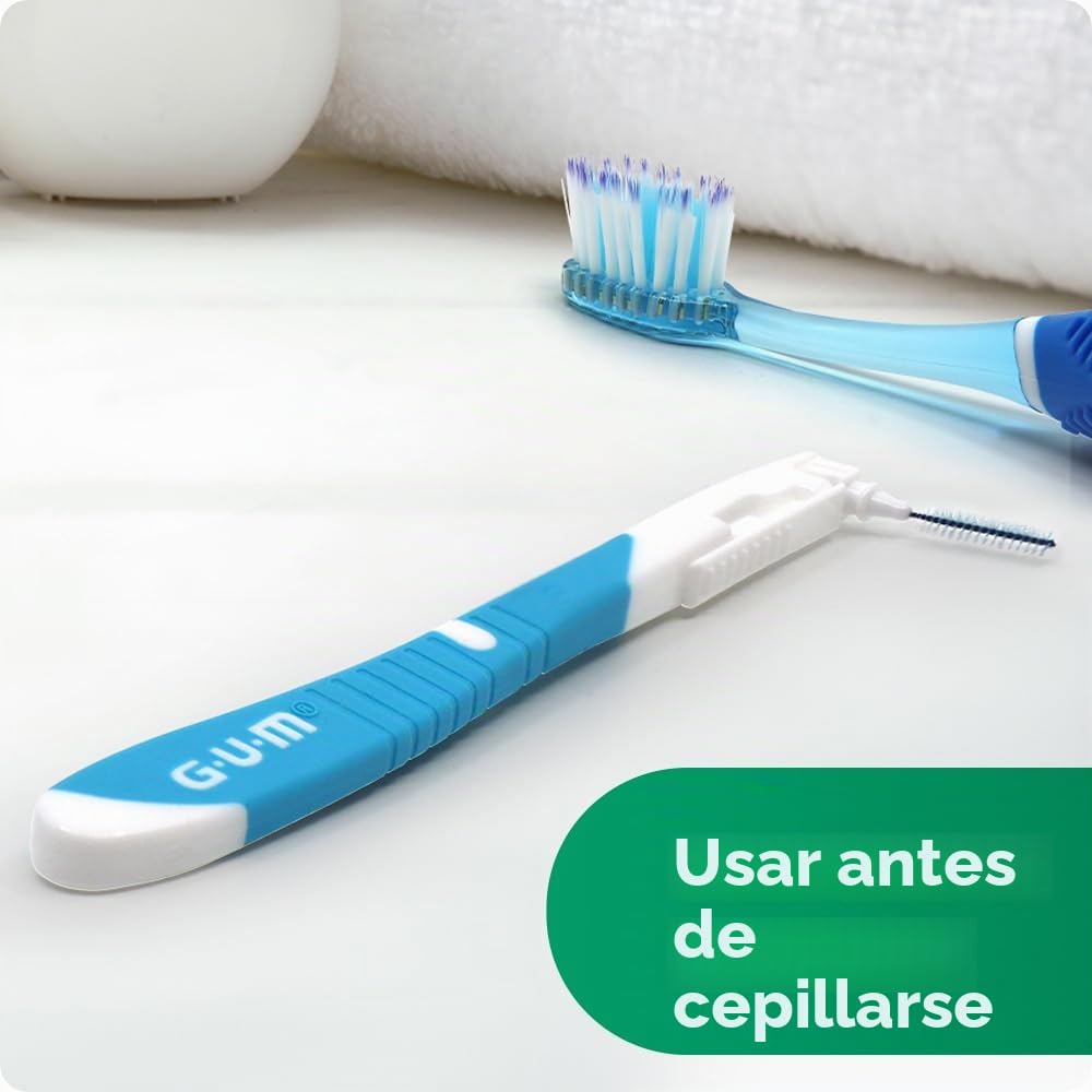 GUM BI-DIRECTION Cepillos interdentales con doble posición | Posicionamiento de 90 grados | limpieza de dientes y eliminación de placa | 1.2mm, ISO 3 | Tamaño M | Paquete de 3x6 + 1 muestra gratis